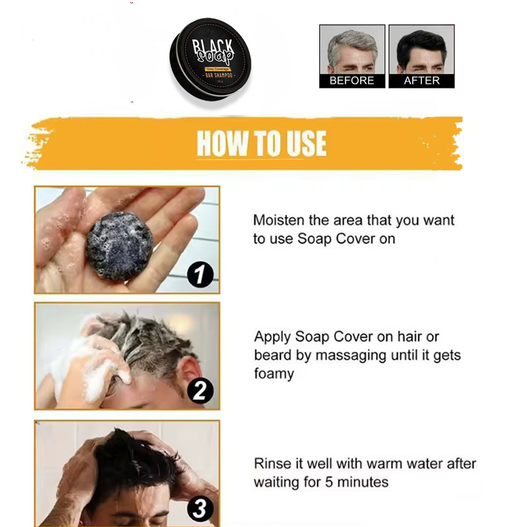 Smart Black Shampoo Bar Soap for Men and Women (صابون الشامبو الأسود للرجال والنساء)