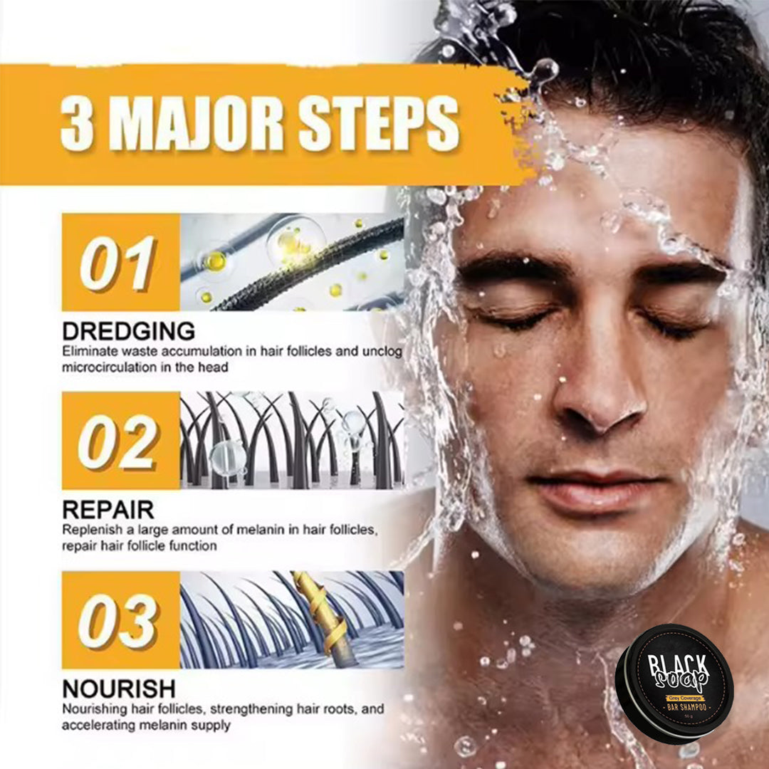 Smart Black Shampoo Bar Soap for Men and Women (صابون الشامبو الأسود للرجال والنساء)